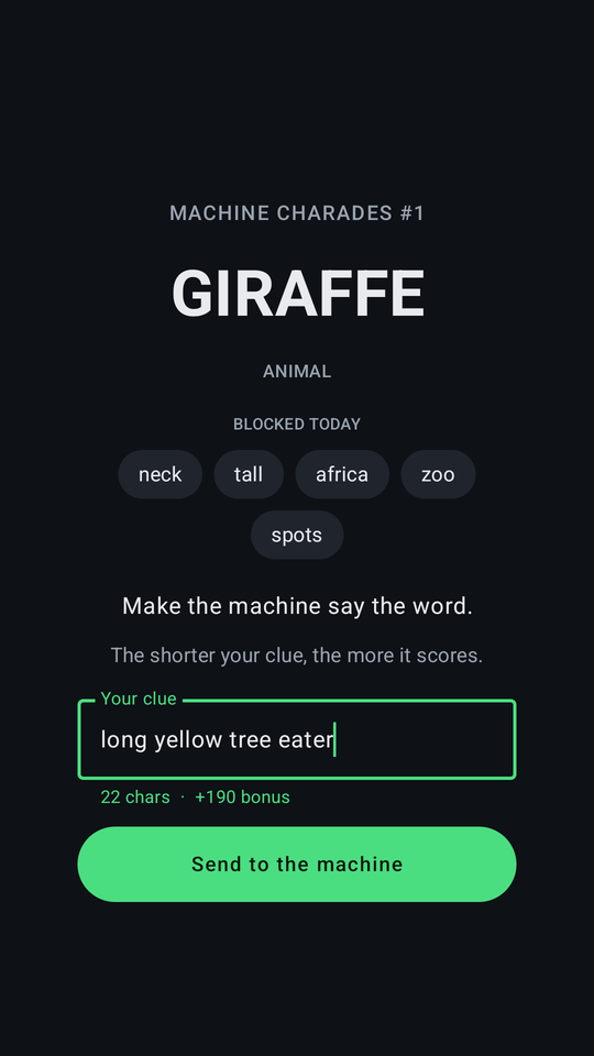 Writing a clue, with the character count and bonus shown live